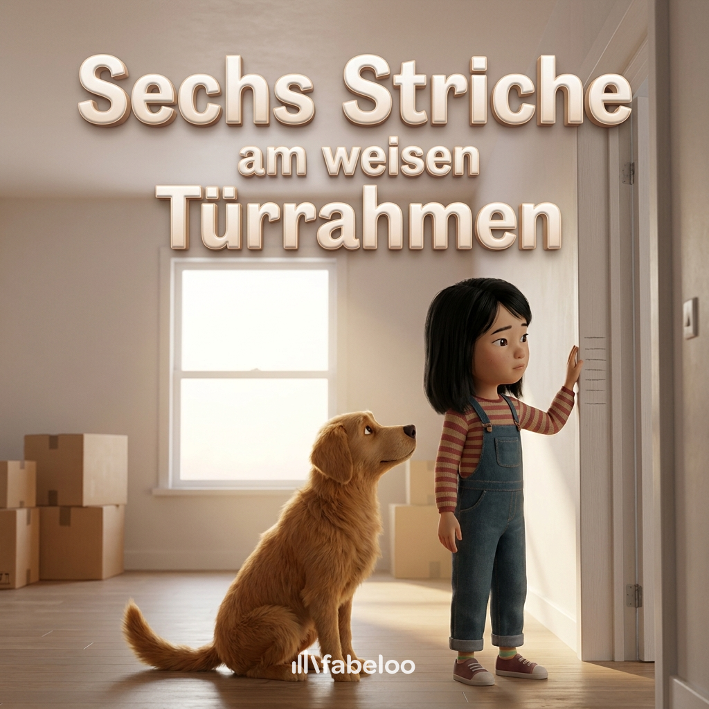 Sechs Striche am weissen Türrahmen