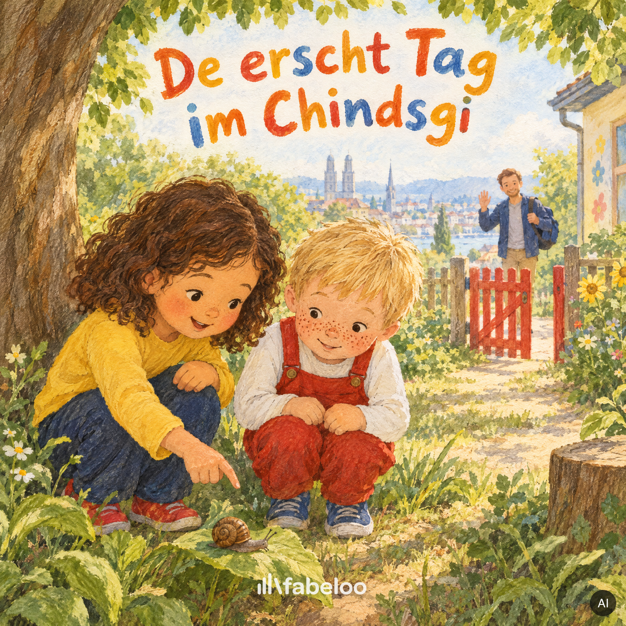 Cover des Hörspiels «De erscht Tag im Chindsgi» — uf Schwiizerdütsch
